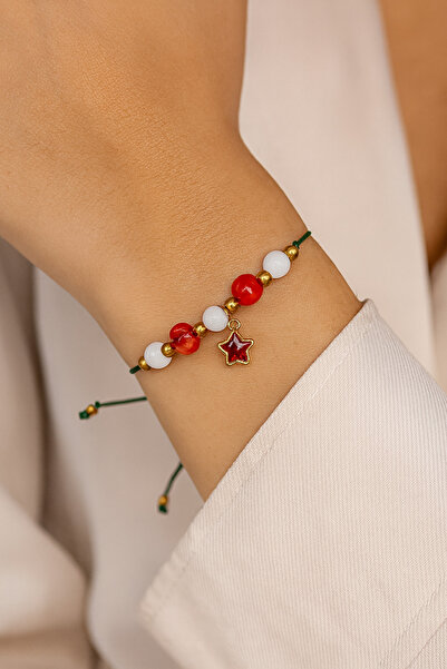 LOVELOTUS Bracelet Coral-Ceyt Natural Stone Sphere Cut Macrame Bracelet