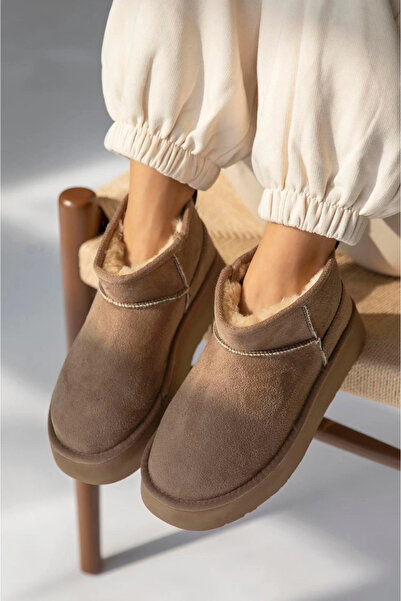 Sivarro Γυναικείες μπότες ψηλές Mini Classic Suede Furry - Mink