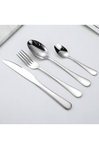 Generic 24-Piece Stainless Steel Cutlery Set Gray
