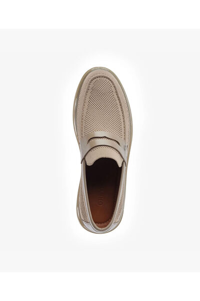 Greyder Bej Hakiki Deri Loafer Ayakkabı 5Y1UA62598