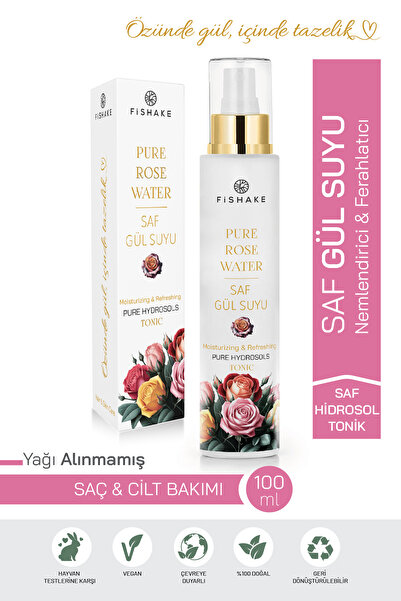 FiShake Gül Mayası %100 Saf ve Doğal Gül Suyu Gözenek Sıkılaştırıcı Aydınlatıcı ve Arındırıcı Tonik 100 Ml