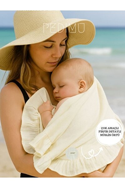 Pedimu Soft Renk Fırfırlı- Çok Amaçlı Müslin Örtü