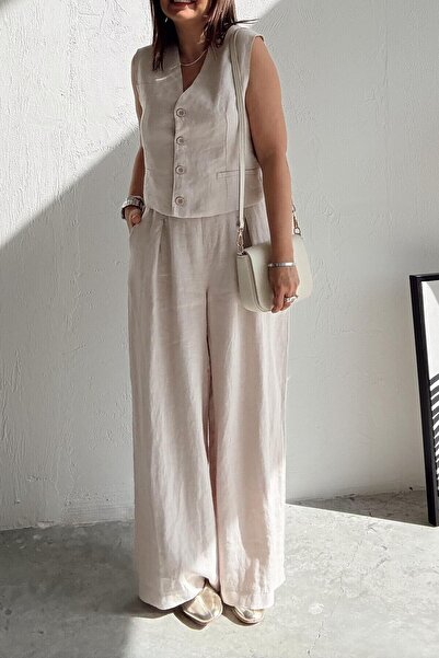 Suziş ΓΥΝΑΙΚΕΙΟ ΣΕΤ ΠΑΝΤΕΛΟΝΙ ΦΑΝΕΛΑ 100% ΛΙΝΑΡΙ CR4005