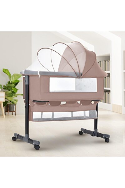 Baby سرير جانبي قابل للتعديل مع مرتبة، سرير نوم قابل للطي مع ناموسية قابلة لل...