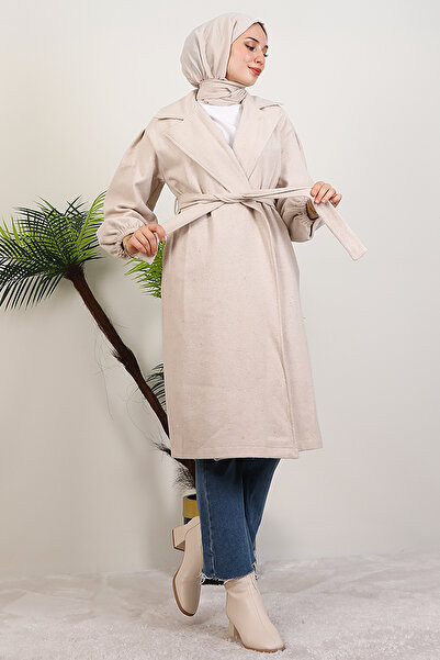Giza Giyim Asuman Stamp Coat Beige