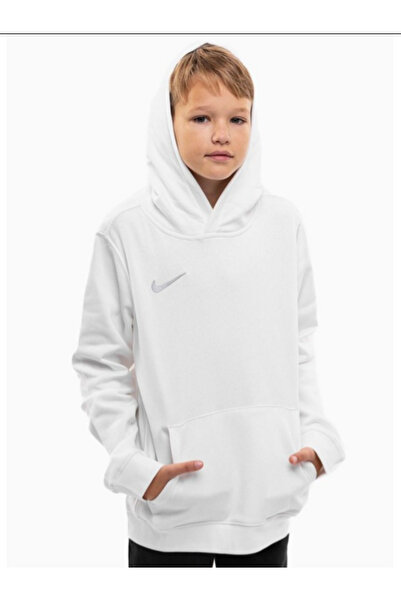 Nike Hoodie White 7-15 Years Unisex Waiter Kids Hooded Sweatshirt Cw6896-101 V2
