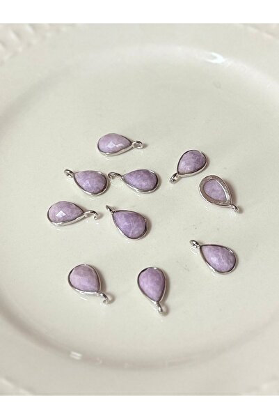 Taş-Mir Lila Yeşim Taşı Damla Kolye Ucu 1 adet