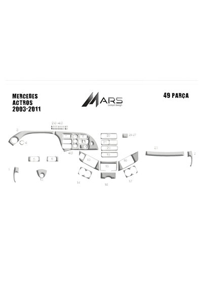 Marscockpitdesign مرسيدس أكتروس كونسول-توربيدو 2003-201 49 قطعة