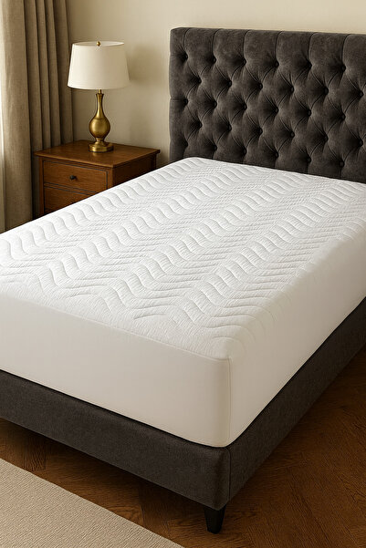 LUNGA VİTA Sıvı Geçirmez Kapitoneli Lüks Alez Dış Kumaş %100 Pamuk Alt Yumuşak Kalın Muşamba