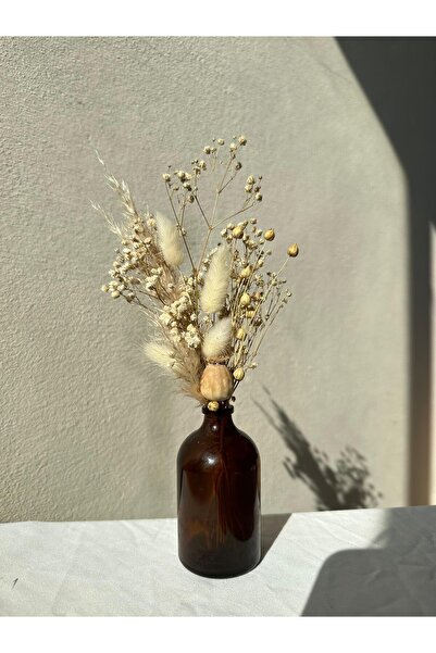 Mabeya باقة زهور جافة في مزهرية زجاجية، للحمام، غرفة النوم، ديكور منزلي بوهيم...