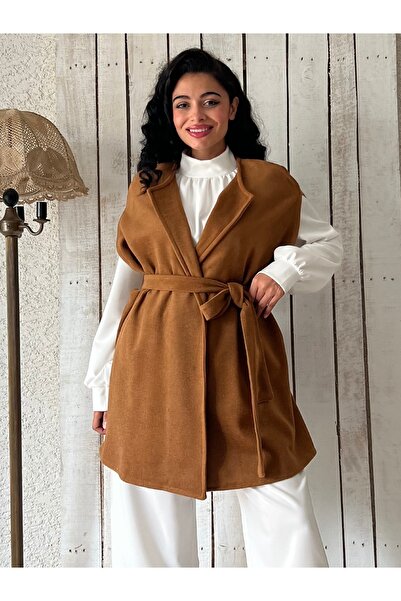 KÜÇÜĞÜM BUTİK Camel Stamp Poncho