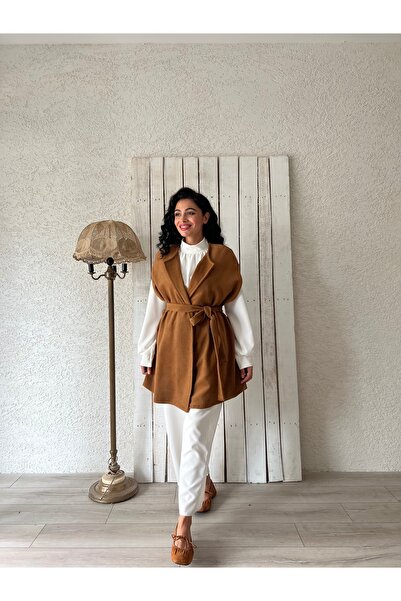 KÜÇÜĞÜM BUTİK Camel Stamp Poncho