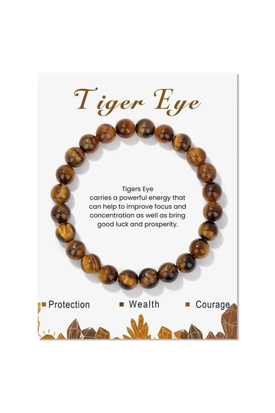 ESK KEHRİBAR Kaplan Gözü Doğal Taş Bileklik - Şık ve Dayanıklı 8mm
