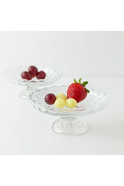 YzHome 2-Piece Footed Glass Plate Presentation Plate Serving Plate Bowl 6*13cm