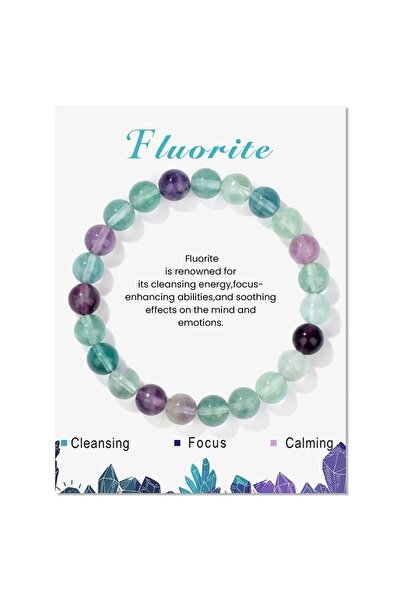 ESK KEHRİBAR سوار من الحجر الطبيعي فلوريت - مجوهرات بسيطة مصنوعة يدويًا مقاس ...
