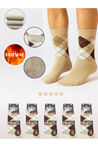 ragi store 5-συσκευασία χωρίς ραφές θερμικές καρό ανδρικές κάλτσες πετσέτας