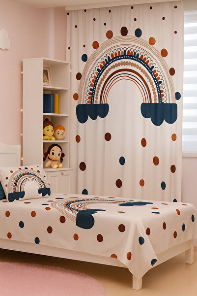Bebişim Halı Bebişim Hopscotch Bi128 Double Winged Children's Room Background Curtain Bip128