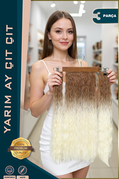 TAM TARZ Fibră sintetică ondulată pufoasă, jumătate de lună + 2 agrafe latera...