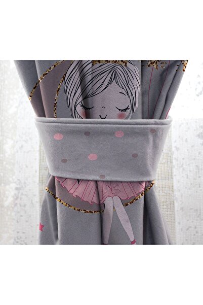 Bebişim Halı Bebişim Cute Girl Bi180 Double Winged Children's Room Background Curtain