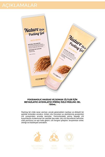 FOODAHOLIC Hassas Ve Donuk Ciltler Için Beyazlatıcı Aydınlatıcı Pirinç Kepeği Peeling Jel (büyük Boy) 150ml