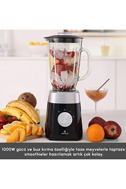 Karaca Buz Kırıcı 1,5 Lt CAM Sürahi Hazneli Pulse Özellikli Smoothie Blender 1000w