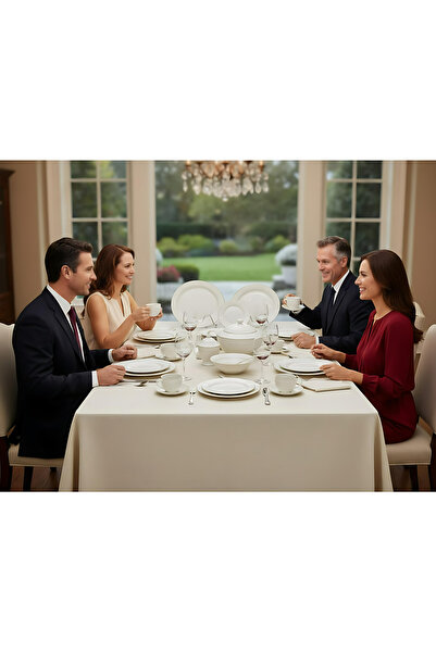 Al Nokhba 70 Pieces Dinnerware Set, White New Bone China Kitchen Dining Serving Dinner Set with Gold Rim