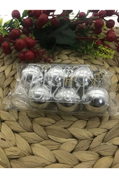 Deniz Party Store Ornament pentru brad de Anul Nou Argintiu Cici Ball 3 CM 6 Bucăți
