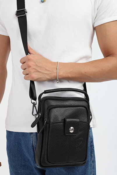 en deri Ανδρική μαύρη τσάντα χειρός και ώμου – Τσάντα χιαστί τύπου postman με...