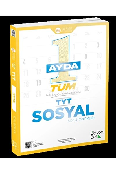 Üç Dört Beş Yayıncılık 345 TYT 1 Ayda Tüm Sosyal Soru Bankası Tarih-Coğrafya-...