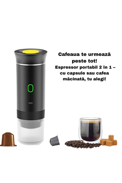 MACASORE Espressor Portabil KF-JN-02, USB-C, Capsule & Cafea Măcinată, Încălzire Rapidă, Silentios