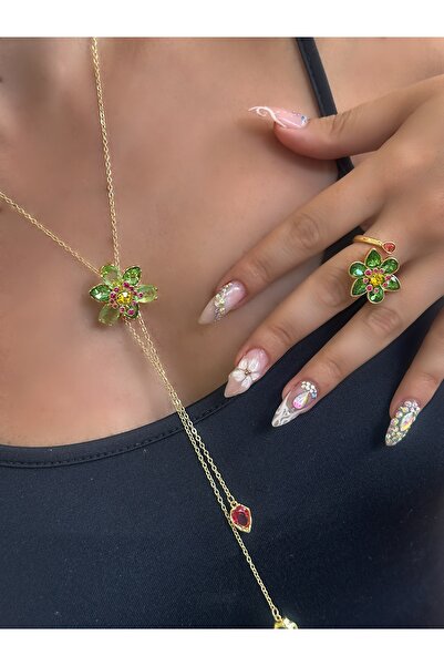 SK aksesuar Idyllia Model 14k Gold Renk Çelik Kolye