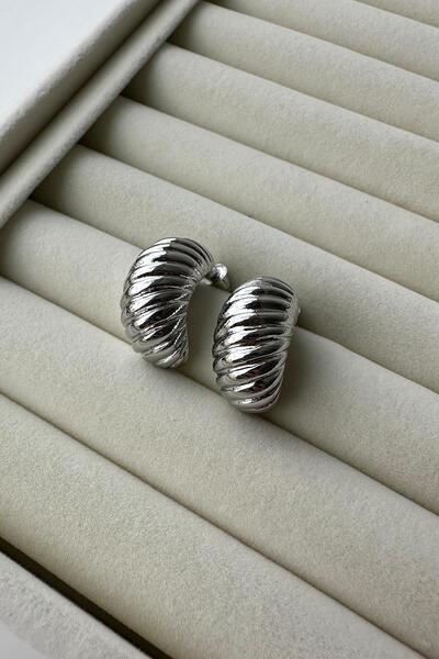 FACETTE Women's Silver Color Twist Earrings