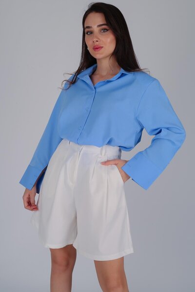 FACETTE Women's FC Ecru Elastic Waist Bermuda Shorts