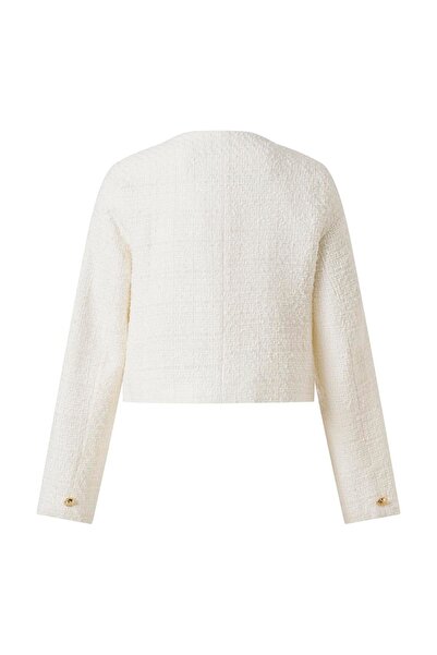FACETTE Jachetă din tweed cu nasturi ecru pentru damă