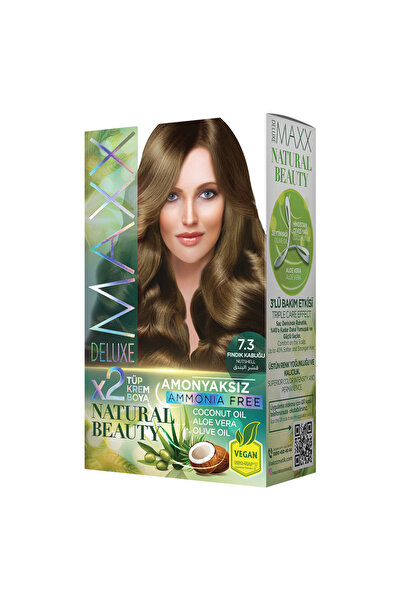 MAXX DELUXE Natural Beauty Amonyaksız Set Saç Boyası 7.3 Fındık Kabuğu