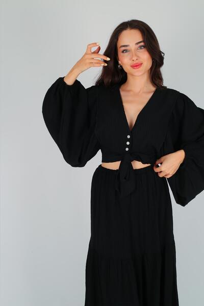 FACETTE Black Women's Blouse and Skirt Set