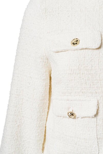 FACETTE Jachetă din tweed cu nasturi ecru pentru damă