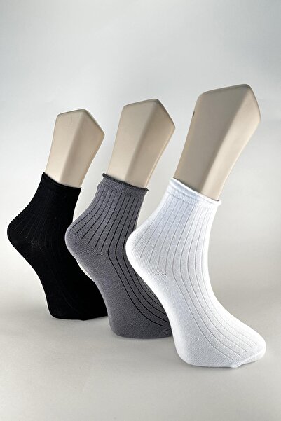 FACETTE Women's Sab 3 Pairs Short Corded Elastic Socks