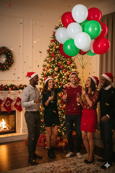 Deniz Party Store New Year's Pastel Red Green White Latex Balloon Set 15 Pieces