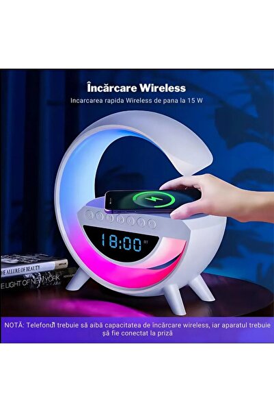 Promagg Multifunctional Speaker G, Smart RGB LED Lamp, with Clock, Bluetooth Speaker, Wireless Phone Charger