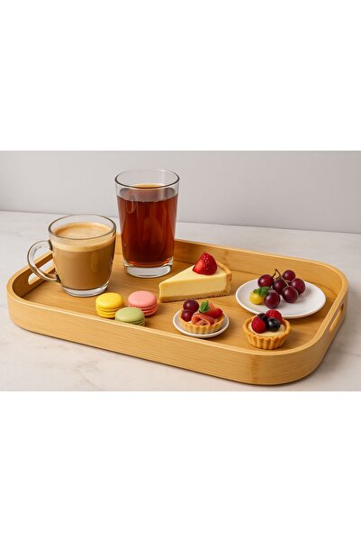 YzHome 1 قطعة صينية تقديم مربعة من الخيزران كبيرة الحجم مقاس 47*34 سم