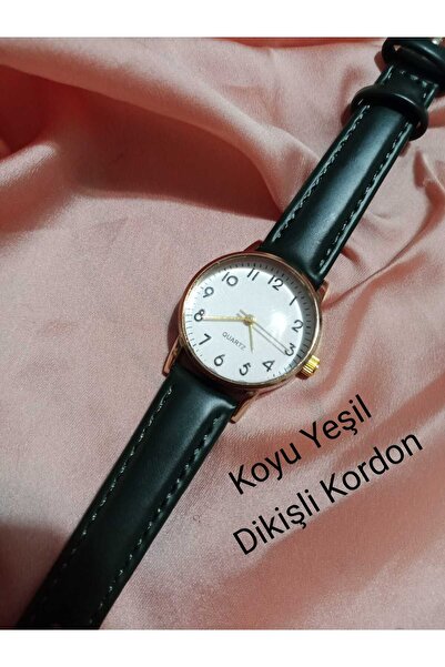 Brality Vintage Retro Model... Koyu Yeşil RENK Kordonlu Kadın Kol Saati... Go...