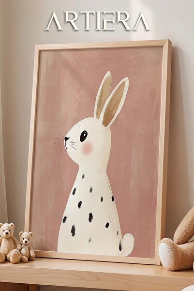 HİGUERA Bohemian Speckled Bunny Girl Baby Decor pentru camera copiilor Pictur...