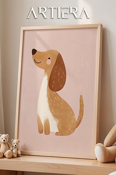 HİGUERA Χαριτωμένο κουτάβι σκυλάκι με ροζ φόντο Διακόσμηση παιδικού δωματίου ...