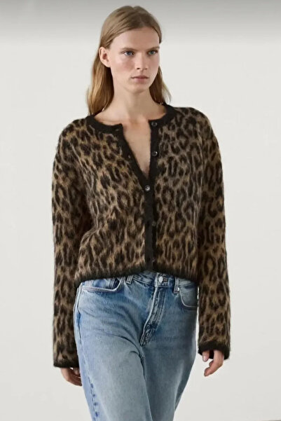 DAMGA Collection Cardigan de damă din tricotaje cu model leopard