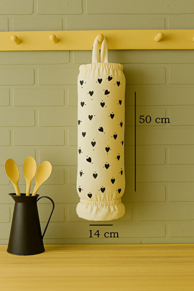 Paris Home Bag Holder – Heart Patterned Bag Organizer with Elastic Top and Bottom, Bag Organizer, Kitchen Bag Holder