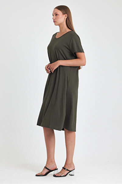 bacc Women's Maxi Length Khaki Knitted Viscon Dress Bcvl-25C2