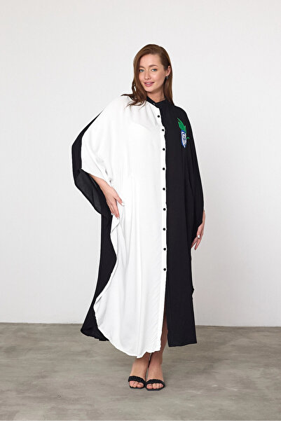 bacc Women's Maxi Length White Embroidered Woven Viscon Dress Bcvl-25994