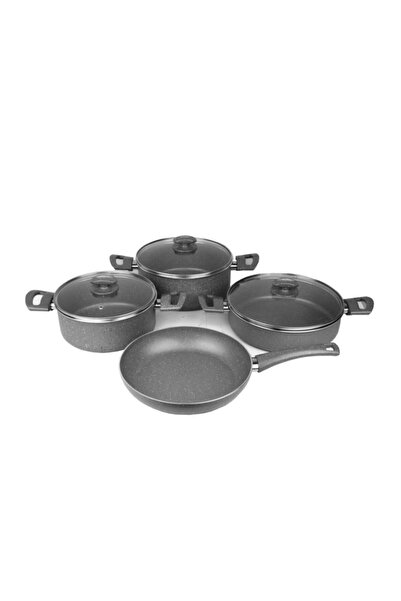Mehtap Gray 7 Piece Granite Pot Set