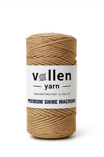 vollen yarn Simli Makrome İpi 100g 150m Premium Shine – Polyester Çanta İpi, Supla ve Bileklik İpi